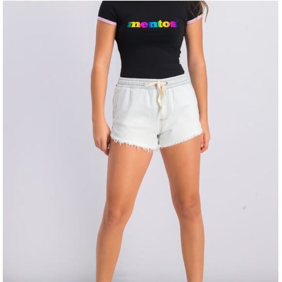 Billabong Cotton Denim Pull On Shorts Acid Blue Large - Picture 2 of 6